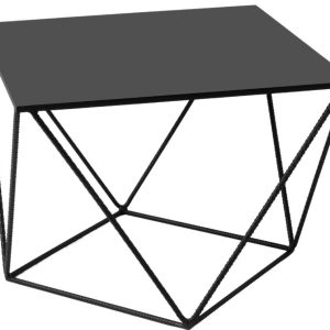 Nordic Design Černý kovový konferenční stolek Deryl 55 x 55 cm  - Šířka55 cm- Hloubka 55 cm