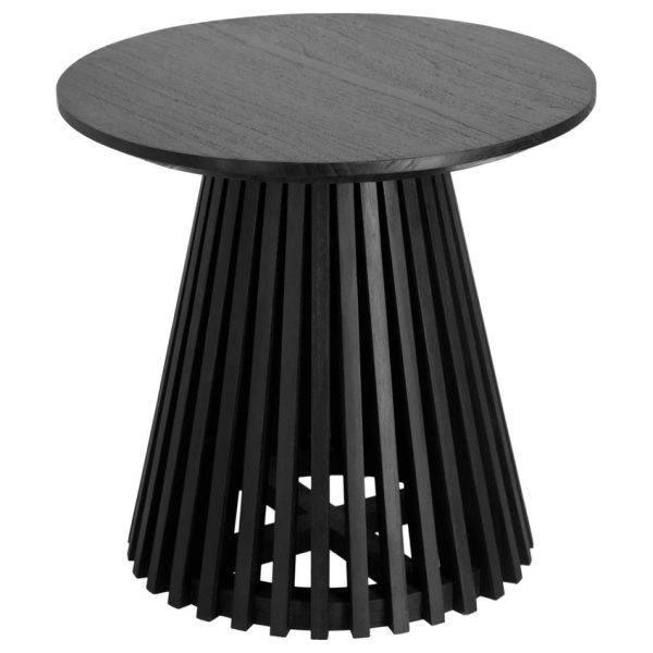 Černý dřevěný kulatý odkládací stolek Kave Home Jeanette 50 cm  - Výška48 cm- Průměr 50 cm