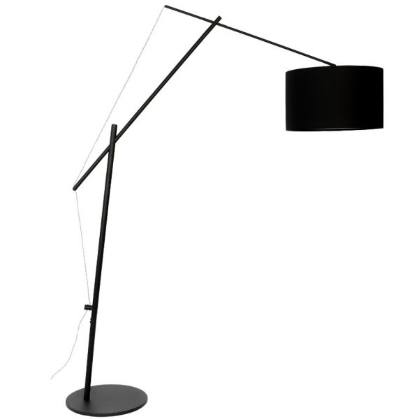 White Label Černá látková stojací lampa WLL TOKIO  - Výška210 cm- Šířka 168 cm