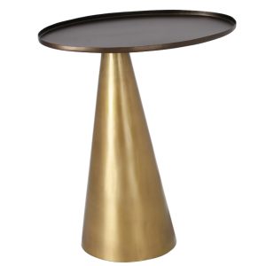 Zlatý kovový odkládací stolek Kave Home Liliane 45 x 27 cm  - Výška52 cm- Průměr 45 cm