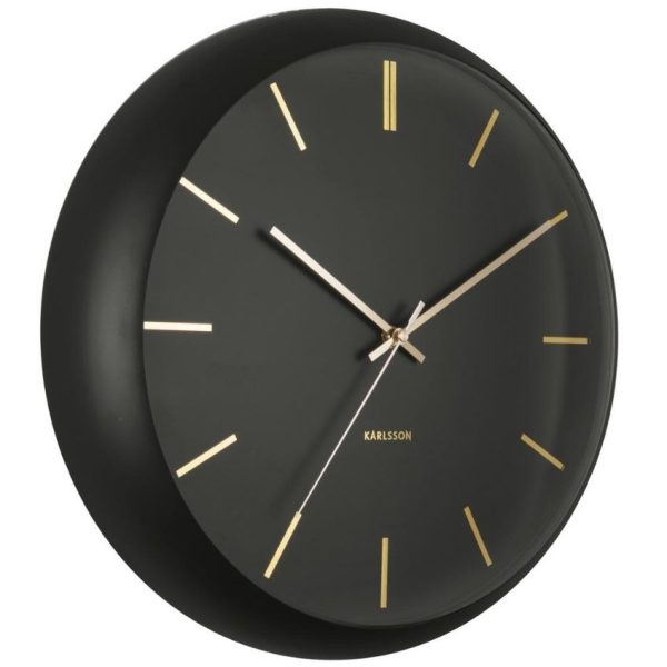 Time for home Černo-zlaté nástěnné hodiny Belene Ø 40 cm  - Průměr40 cm- Hloubka 0