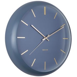 Time for home Modro-zlaté nástěnné hodiny Belene Ø 40 cm  - Průměr40 cm- Hloubka 0