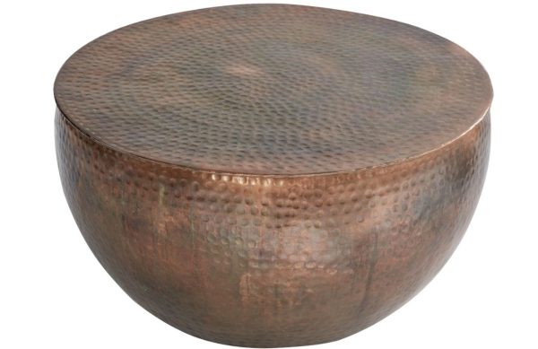 Moebel Living Měděný konferenční stolek Marteau II. 60 cm  - Výška30 cm- Průměr 60 cm