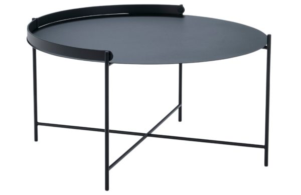 Černý kovový konferenční stolek HOUE Edge 76 cm  - Výška40 cm- Průměr 76 cm