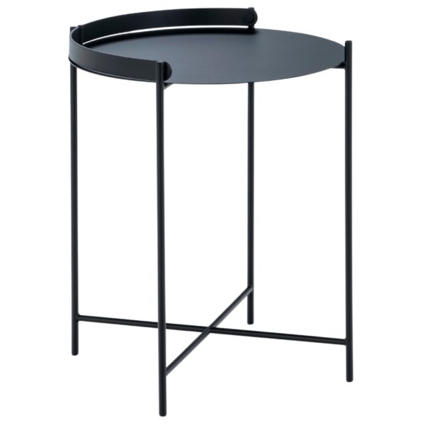 Černý kovový odkládací stolek HOUE Edge 46 cm  - Výška53 cm- Průměr 46 cm