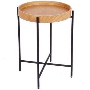 Moebel Living Dubový odkládací stolek Tallet 43 cm  - Výška43 cm- Hloubka 43 cm