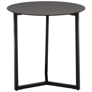 Černý skleněný kulatý odkládací stolek Kave Home Raeam 50 cm  - Výška49
