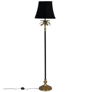 Černo zlatá kovová stojací lampa DUTCHBONE Cresta  - Výška131 cm- Průměr stínidla 40 cm