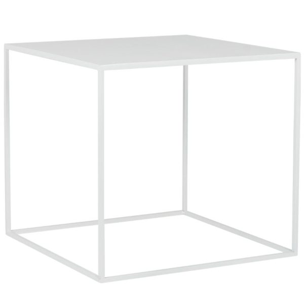 Nordic Design Bílý kovový konferenční stolek Moreno 50 x 50 cm  - Výška45 cm- Šířka 50 cm