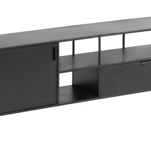 Černý kovový TV stolek Kave Home Shantay 150 x 35 cm  - Výška50 cm- Šířka 150 cm