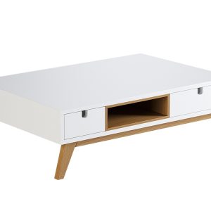 Arbyd Bílý konferenční stolek Thia s dubovou podnoží 90 x 60 cm  - Výška29 cm- Šířka 90 cm