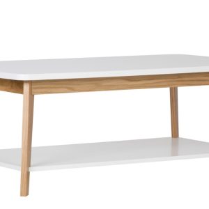 Bílý konferenční stolek Woodman Kensal Nordic s dubovou podnoží 115x65 cm  - Výška45 cm- Šířka 115 cm