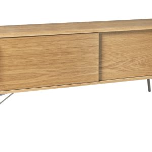Dubový TV stolek Woodman Ashburn s bílou  kovovou podnoží 145 x 44 cm  - Výška53 cm- Hloubka 44 cm