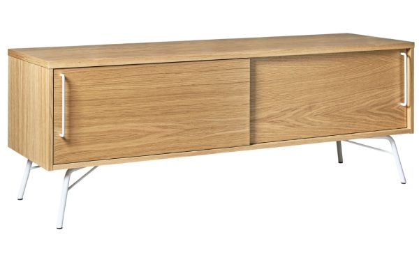 Dubový TV stolek Woodman Ashburn s bílou  kovovou podnoží 145 x 44 cm  - Výška53 cm- Hloubka 44 cm