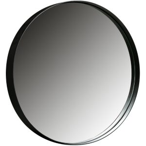 Hoorns Černé kovové zrcadlo Falco 80 cm  - Výška5 cm- Průměr 80 cm