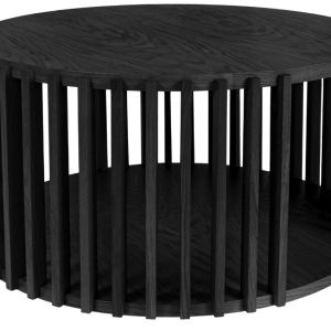 Černý dubový kulatý konferenční stolek Woodman Drum I.  Ø 83 cm  - Výška42 cm- Průměr 83 cm