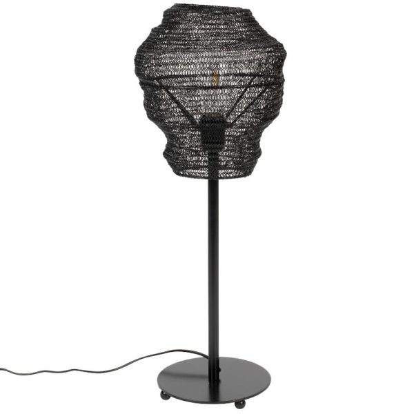 White Label Černá kovová stolní lampa WLL LENA  - Výška69 cm- Průměr 27 cm