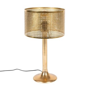 Zlatá kovová stolní lampa DUTCHBONE BARUN  - Výška51 cm- Průměr 28 cm