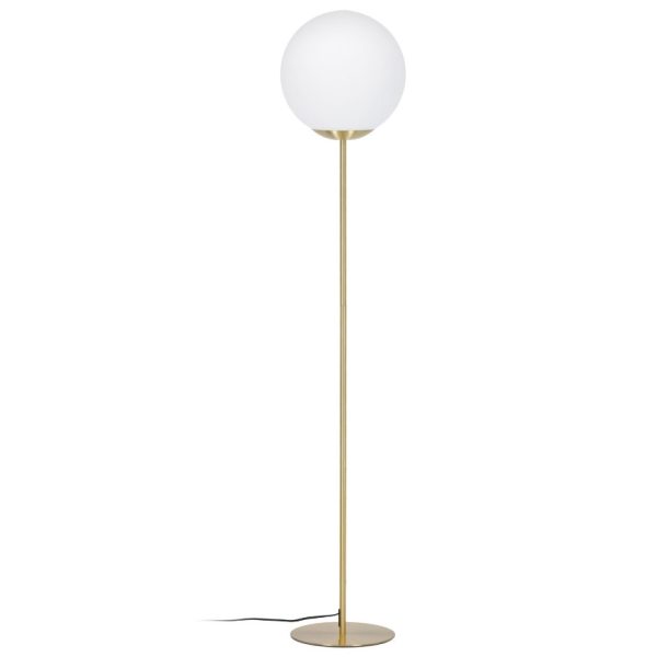 Bílá skleněná stojací lampa Kave Home Mahala 150 cm  - Výška150 cm- Průměr stínidla 30 cm