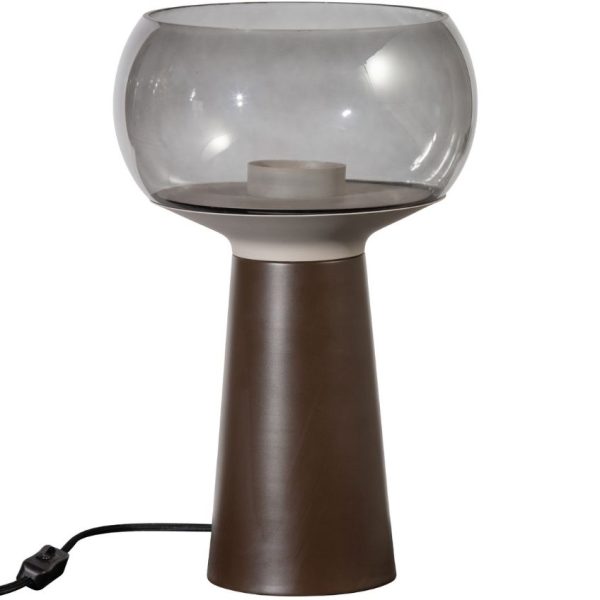 Hoorns Kávově hnědá kovová stolní lampa Boletus ø 24 cm  - Výška37 cm- Průměr 24 cm