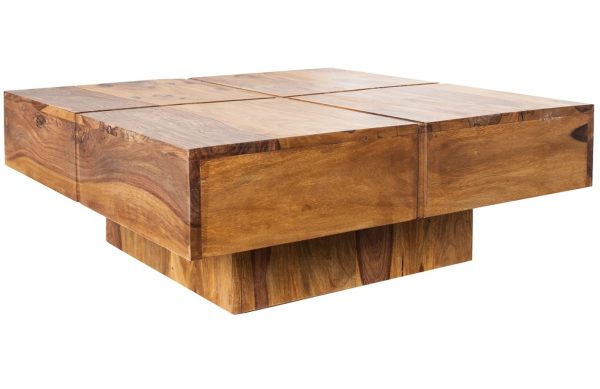 Moebel Living Přírodní masivní dřevěný konferenční stolek Birn 80x80 cm  - Šířka80 cm- Výška 35 cm