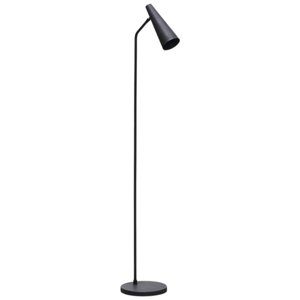 House Doctor Černá kovová stojací lampa Precise 124 cm  - Výška124 cm- Stínidlo Černý kov