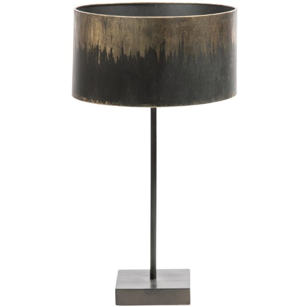 Hoorns Černo zlatá kovová stolní lampa Bessie  - Výška56 cm- Průměr stínidla 34 cm