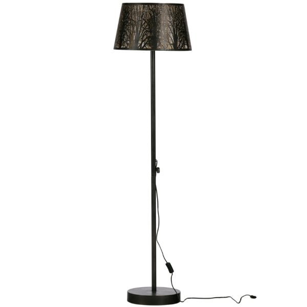 Hoorns Černo zlatá kovová stojací lampa Pumba  - Výška161 cm- Průměr 42 cm