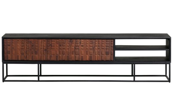Hoorns Hnědý masivní sheeshamový TV stolek Alecia  175 x 43 cm  - Výška46 cm- Šířka 175 cm