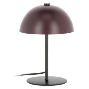 Vínově červená kovová stolní lampa Kave Home Aleyla  - Výška34 cm- Šířka 22 cm
