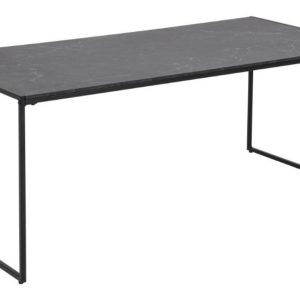 Scandi Černý dřevěný konferenční stolek Sigrun 120 x 60 cm s mramorovou fólií  - Výška48 cm- Šířka 120 cm