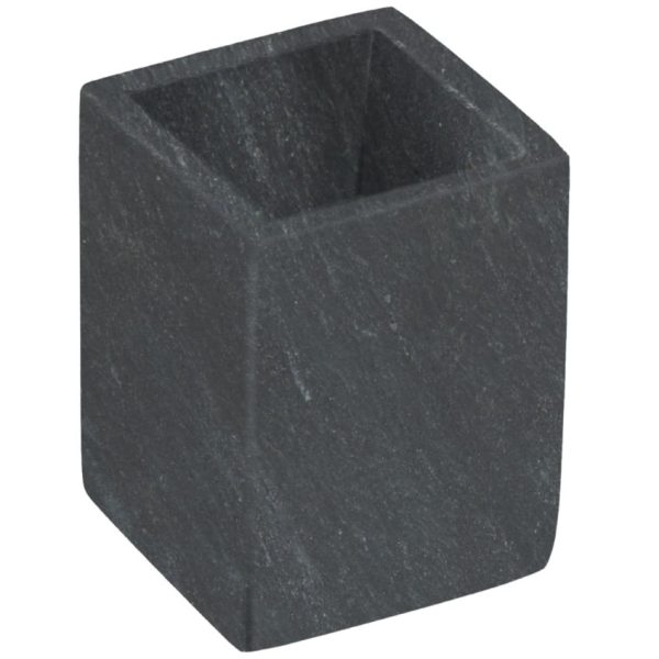 Černý mramorový stojan na zubní kartáčky Kave Home Aixa  - Výška10 cm- Průměr 8 cm