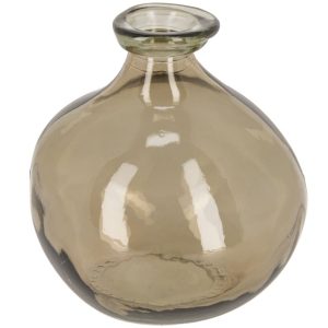 Hnědá skleněná váza Kave Home Brenna 18 cm  - Výška18 cm- Průměr 16 cm
