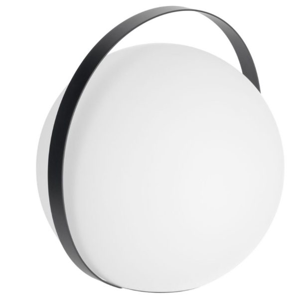 Bílá plastová stolní LED lampa Kave Home Dinesh s černou rukojetí  - Výška33 cm- Šířka 34 cm