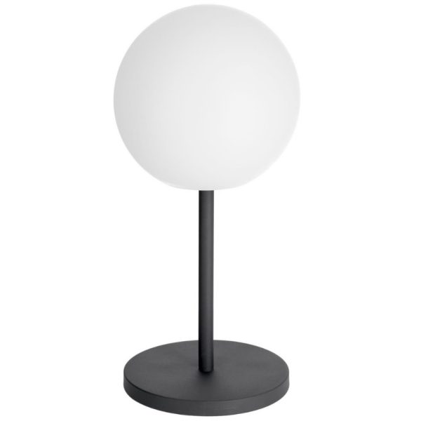 Bílá plastová stolní LED lampa Kave Home Dinesh s černou podnoží  - Výška64 cm- Šířka 30 cm