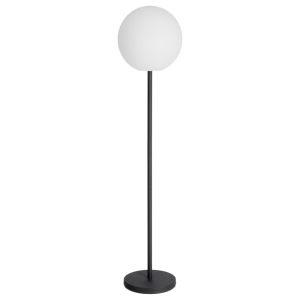 Bílá plastová stojací LED lampa Kave Home Dinesh 155 cm s černou podnoží  - Výška155 cm- Šířka 35 cm