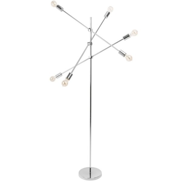 Moebel Living Stříbrná kovová stojací lampa Meduse  - Šířka85 cm- Výška 163 cm