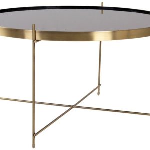 Nordic Living Zlatý kulatý skleněný konferenční stolek Emeli 70 cm  - Výška40 cm- Průměr 70 cm