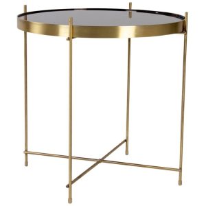Nordic Living Zlatý kulatý skleněný konferenční stolek Emeli 48 cm  - Výška48 cm- Průměr 48 cm