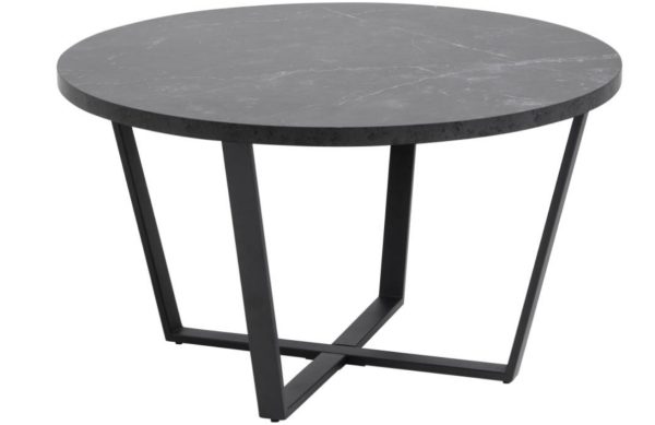 Scandi Černý mramorový konferenční stolek Calvin 77 cm  - Výška44 cm- Průměr 77 cm