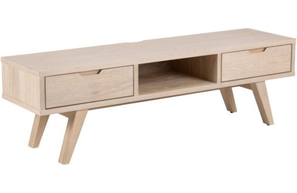 Scandi Přírodní dřevěný televizní stolek Anita 150 x 40 cm  - Šířka150 cm- Výška 45 cm