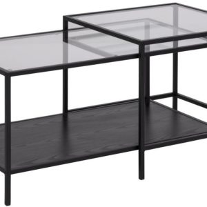 Scandi Černý skleněný konferenční stolek Darila 90 x 55 cm  - Výška55 cm- Šířka 90 cm