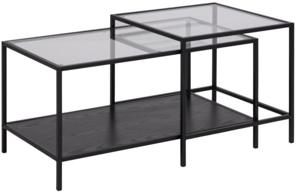 Scandi Černý skleněný konferenční stolek Darila 90 x 55 cm  - Výška55 cm- Šířka 90 cm