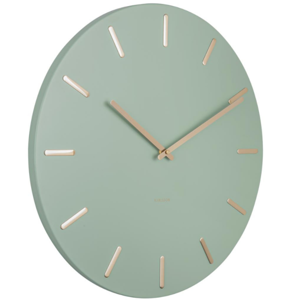 Time for home Zeleno zlaté nástěnné hodiny Torguen 45 cm  - Průměr45 cm- Tloušťka 3