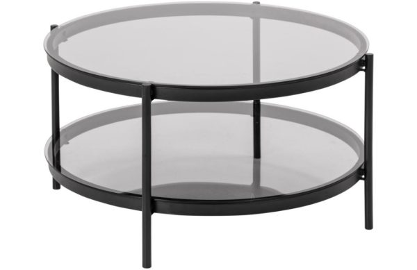 Scandi Černý skleněný konferenční stolek Britany 79 cm  - Šířka79 cm- Výška 42 cm