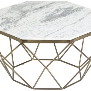 Moebel Living Bílý mramorový konferenční stolek Centurio 69 cm  - Šířka69 cm- Výška 38 cm