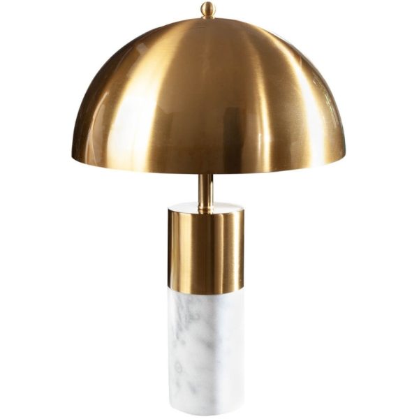 Moebel Living Zlato bílá kovová stolní lampa Adore s mramorovou podstavou  - Šířka35 cm- Výška 52 cm