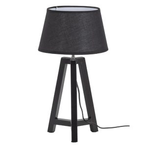 Hoorns Černá látková stolní lampa Driscoll s bambusovým podstavcem  - Výška44 cm- Šířka 24 cm