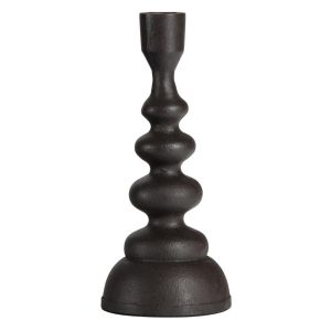 Hoorns Černý kovový svícen Jimmie 23 cm  - Výška23 cm- Průměr 10 cm