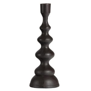 Hoorns Černý kovový svícen Jimmie 28 cm  - Výška28 cm- Průměr 10 cm
